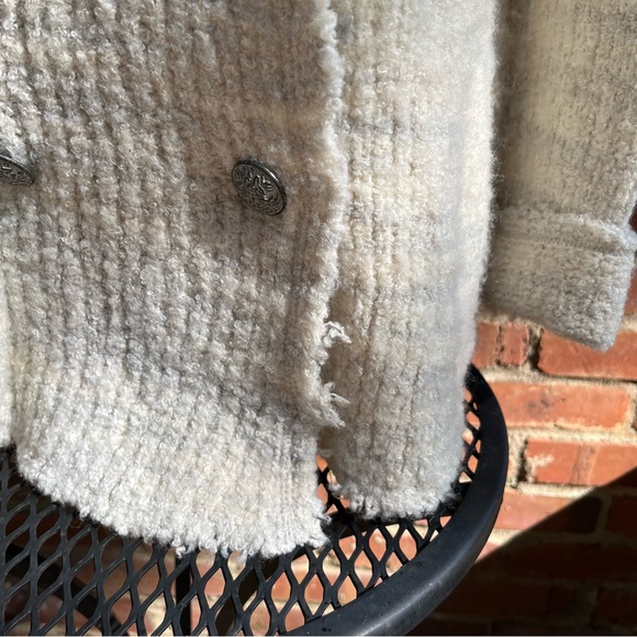 Free People Double Breasted Cream Gray Cardigan Small - Picture 3 of 6
